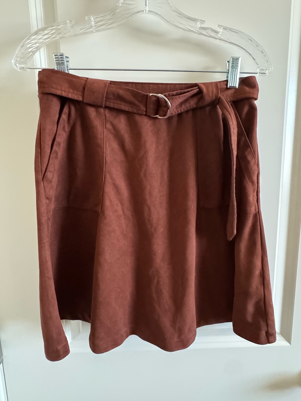 Forever 21 Rust Brown A-Line Skirt with D-Ring Belt